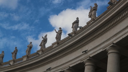 Fototapeta na wymiar Roof St Peters basilica Vatican Statues of Christ and the apostles