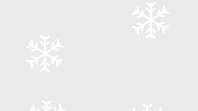 Large white snowflakes flying down on transparent background. Animation video, 4K