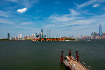 Naklejka premium View of south Manhattan from Ellis island