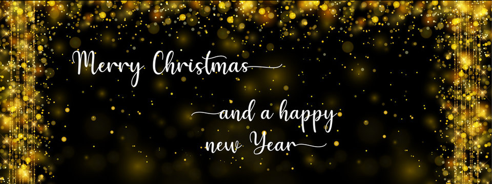 Frohe Weihnachten Banner mit goldenen Lichtern