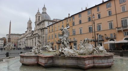 Fototapeta na wymiar Fountain of Neptune at Piazza Navona Rome, Italy