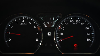 The sign and symbol on car dashboard
