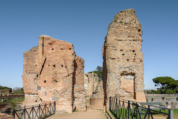 Therms had a rich interior decoration. Remained the ruins of a red brick term.