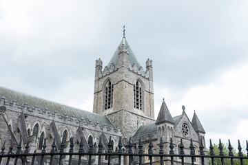 Christ Church Cathedral.in Dublin during cloudy day