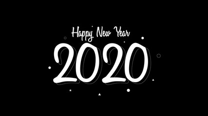 Sign written in 2020 for the celebration of the new year with a minimalist modern style in black and white. Can be used as background, poster, card and banner advertisements.
