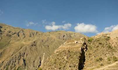 Distant shot of Ollantaytambo temple
