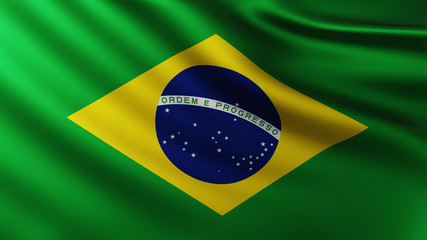 Large Brazilian flag background fluttering in the wind
