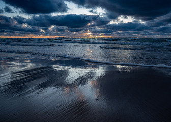 Dark sundown at the sea.