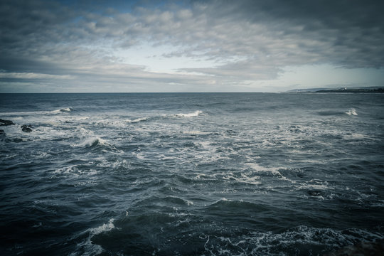 Stormy sea in Dunbar, a seaside town in Scotland, UK © JulietPhotography