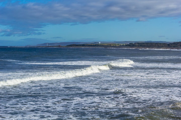 Stormy sea in Dunbar, a seaside town in Scotland, UK