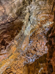 Interior view to Grutas Mira de Aire cave in Portugal.