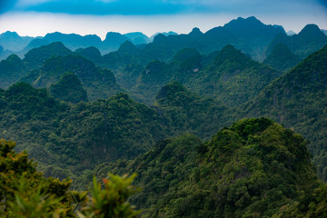 Halong Mountains Cat Ba, view from the Ngu Lam peak in the Kim Giao forest
