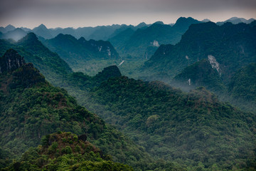 Naklejka premium Halong Mountains Cat Ba, view from the Ngu Lam peak in the Kim Giao forest