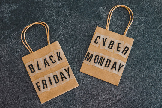 cyber monday shopping bag with payment cards and progress bar loading