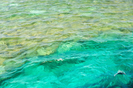 sea waves. Blue water for background. Emerald-colored sea water