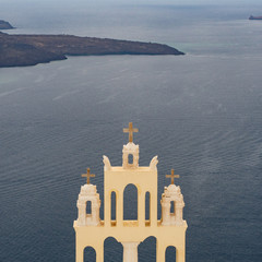 Santorini Church Cross Dome Sea Island 