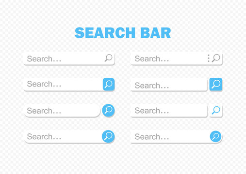 Search bar design. A set of search bars. User Interface Template. Vector Graphics Isolated on White Background.