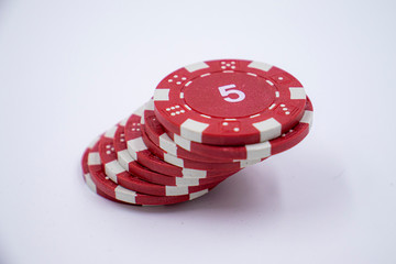 poker chips on white background