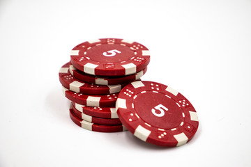 poker chips on white background