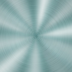 Abstract shiny metal background with circular brushed texture in light blue color