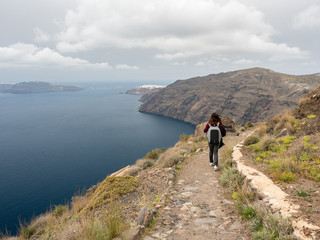 Santorini Trekking path by the sea