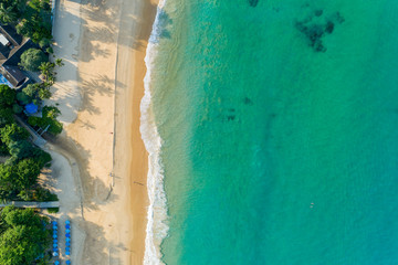 Landscape nature scenery view of Beautiful tropical sea with Sea coast view in summer season image by Aerial view drone shot, high angle view.