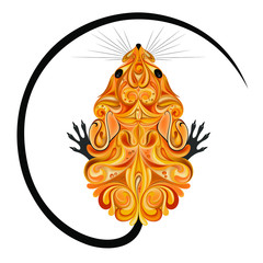 Symbol of the New Year 2020. Vector mouse in the style of cheese from the patterns