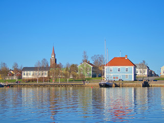 Beautiful seaside view of coastal town Raahe in Finland.