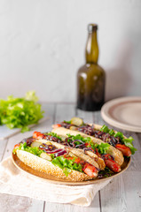Hot dog with red onion