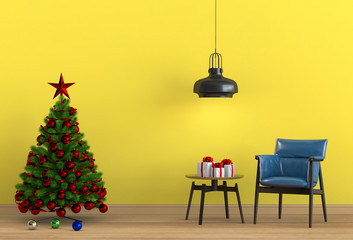 Christmas interior living room. 3d render