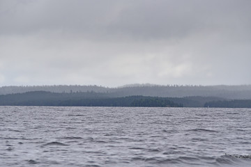 Beautiful lakeside view in Lake Inari in Lapland, Finland