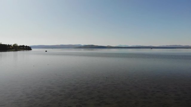 aerial footage of Lake Champlain in Burlington Vermont
