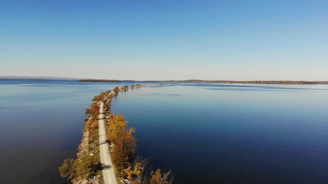 aerial footage of the the Island Line Rail Trail in B urlington Vermont