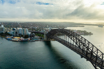 Fototapeta na wymiar Sydney harbour bridge and luna park aerial