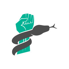 Snake Hand logo template design Vector illustration Isolated