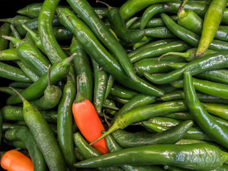 Piled up peppers, close-up