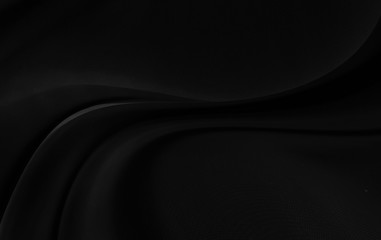 Black gray satin dark fabric texture luxurious shiny that is abstract silk cloth background with patterns soft waves blur beautiful.