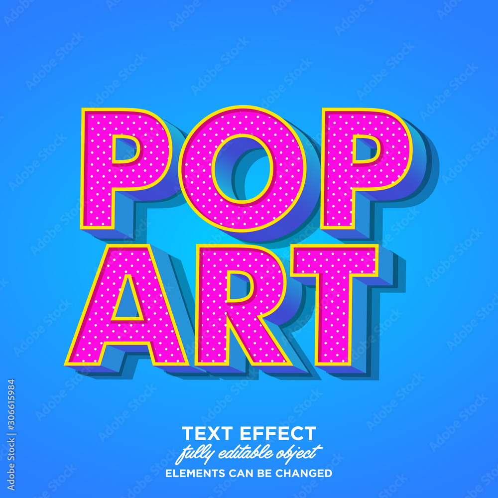 Wall mural 3D pop art font effect