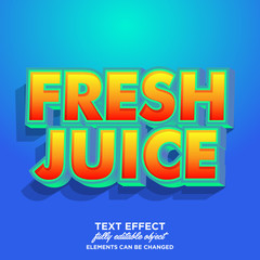 Fresh juice sticker font effect, cool 3D text style