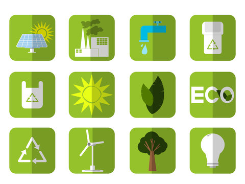 Green icon and symbol comcept green eco world on background