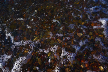 Geology Colourful Pebbles, Stone & Rock with Sea Foam