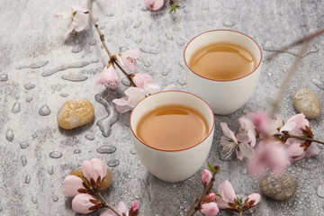 cup of tea with flowers