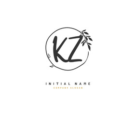 K Z KZ Beauty vector initial logo, handwriting logo of initial signature, wedding, fashion, jewerly, boutique, floral and botanical with creative template for any company or business.