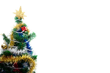Christmas trees and decorations on a white background