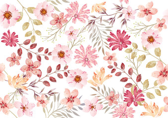 水彩風　シームレスな花の背景