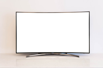 OLED curved TV isolated on white