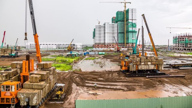 Project construction site in Ho Chi Minh City, Vietnam time lapse