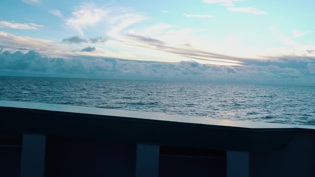 View from ship or vessel deck to open sea - beautiful seascape.