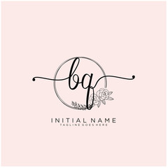 BQ Letter Initial beauty monogram and elegant logo design, handwriting logo of initial signature, wedding, fashion, floral and botanical with creative template design.