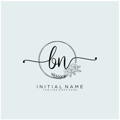 BN Letter Initial beauty monogram and elegant logo design, handwriting logo of initial signature, wedding, fashion, floral and botanical with creative template design.